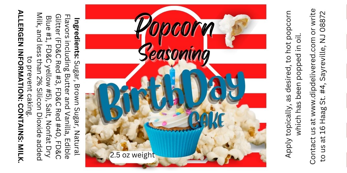 Indulge in the Sweet Celebration of Birthday Cake Popcorn Seasoning - Gluten-Free and Vegan-Friendly, 3 oz Shaker Bottle