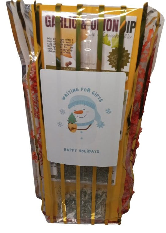 Gift Bag 3 Pack of Dry Dips-Snowman Label | Customizable Carded 3 pack of Dip mixes for Christmas Gifts and Stocking Stuffers