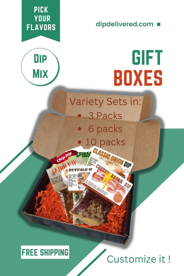 Gift Box 6 Pack of Dry Dip Mix Packages | Appetizer and Party Snack Gift Basket Idea | Dip Delivered