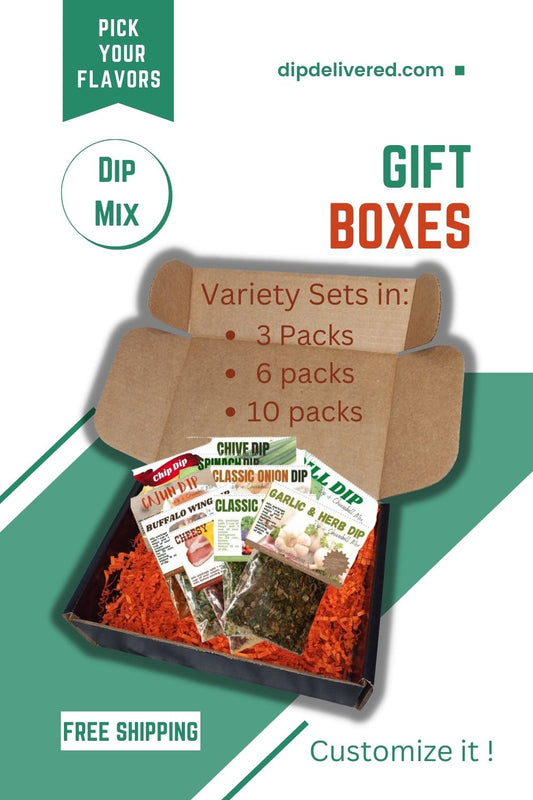 Gift Box 10 Pack of Dry Dip Mix Packages | Appetizer and Party Snack Gift Basket Idea | Dip Delivered