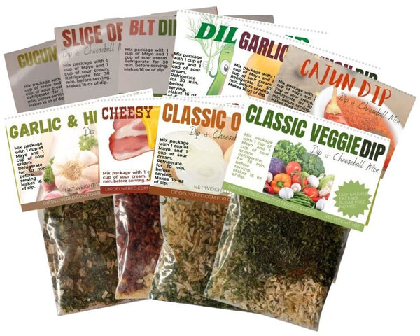 10 pack mix and match dry mix dip packets for dipping sauces great for pretzels, chips and veggies