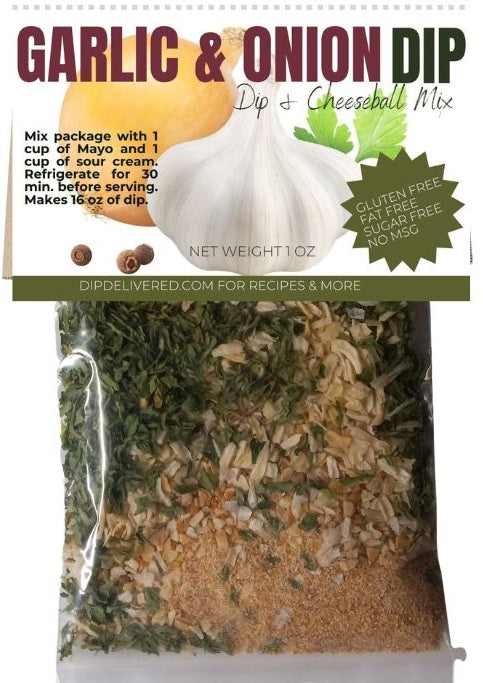 Garlic & Onion Dip Dry Mix Packet | Appetizer and Party Snack Gift Basket Idea | Dip Delivered