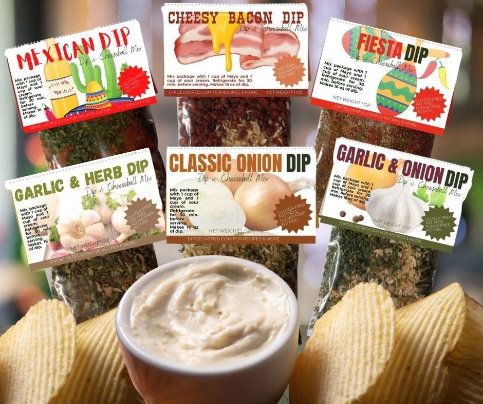 Dry Dip Mix Pouches 6-Pack You Pick Flavors Handmade Appetizer Party Snack Gift Box Idea | Dip Delivered