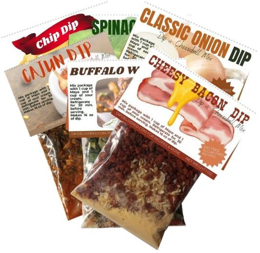 Dry Dip Mix Pouches 6-Pack You Pick Flavors Handmade Appetizer Party Snack Gift Box Idea | Dip Delivered